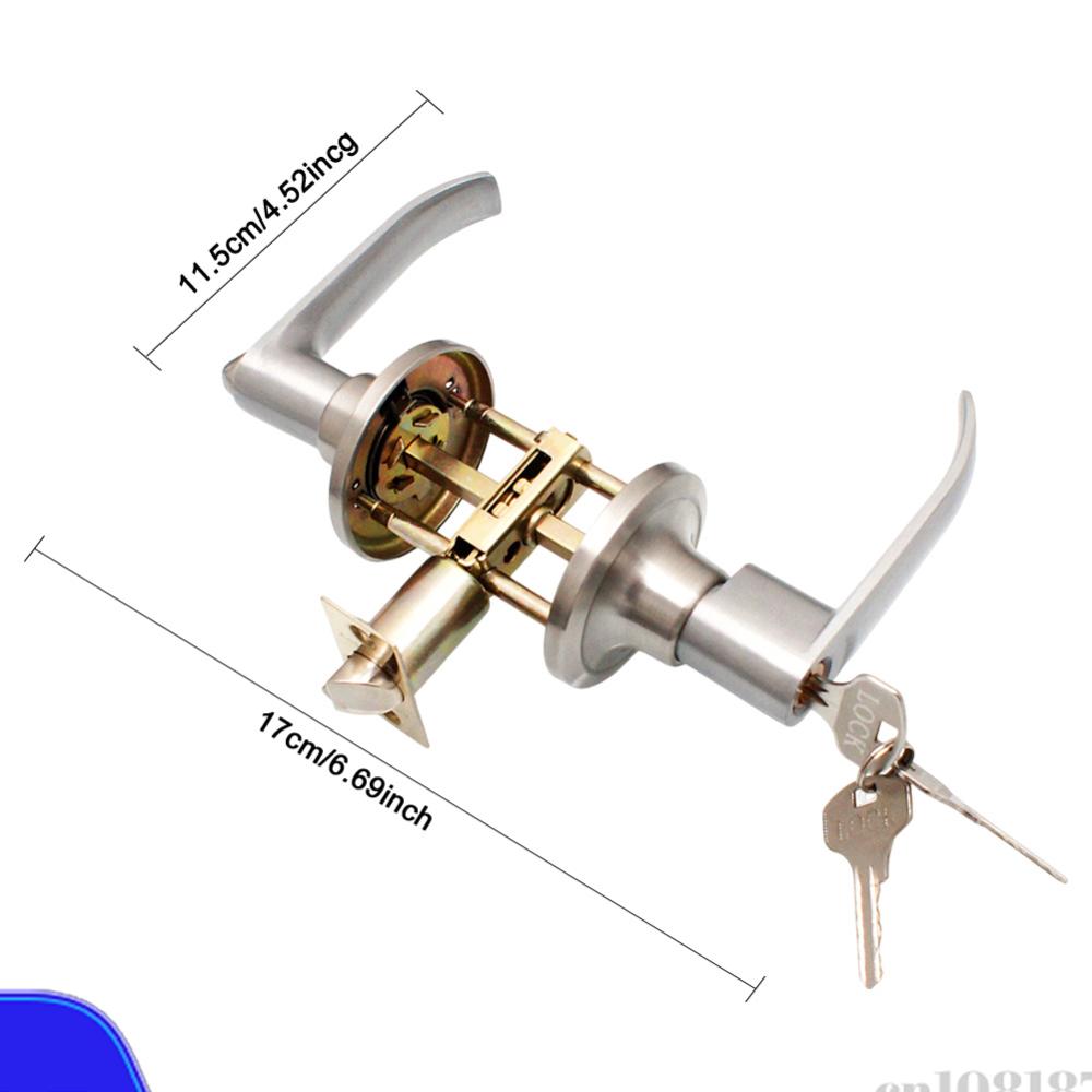 Door Knob Replacement - มือจับประตูล็อคได้ สแตนเลส สำหรับประตูทางเข้า ภายในบ้าน/สำนักงาน พร้อมกุญแจล็อคแบบก้านโยก