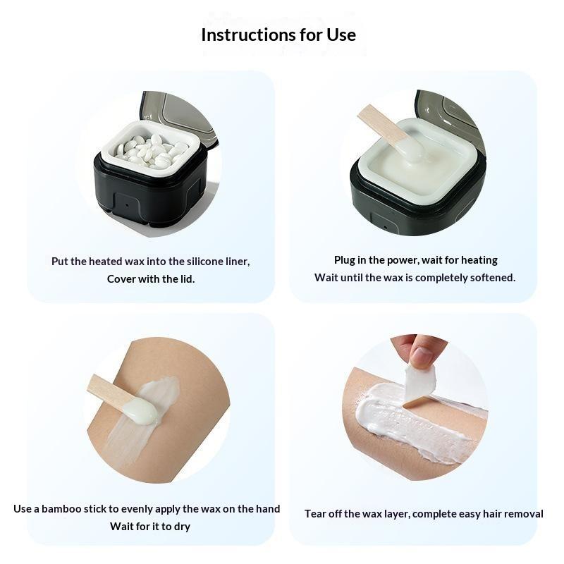 Home Improvement Kit - เครื่องทำความร้อนแว็กซ์ขนาดเล็ก พร้อมชามซิลิโคนสำหรับอุ่นแว็กซ์ ชุดอุปกรณ์กำจัดขนด้วยแว็กซ์ เครื่องมือดูแลความงามที่บ้าน