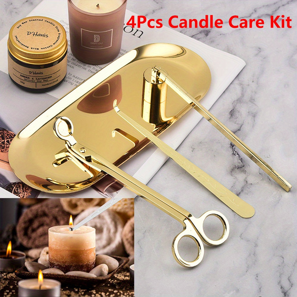 Home Improvement Kit - 4 ชิ้น/เซ็ตหรูหราเทียนชุดดูแลสแตนเลส Wick Trimmer กรรไกรเครื่องดับเพลิงตะขอเทียนอุปกรณ์เสริมชุด DIY
