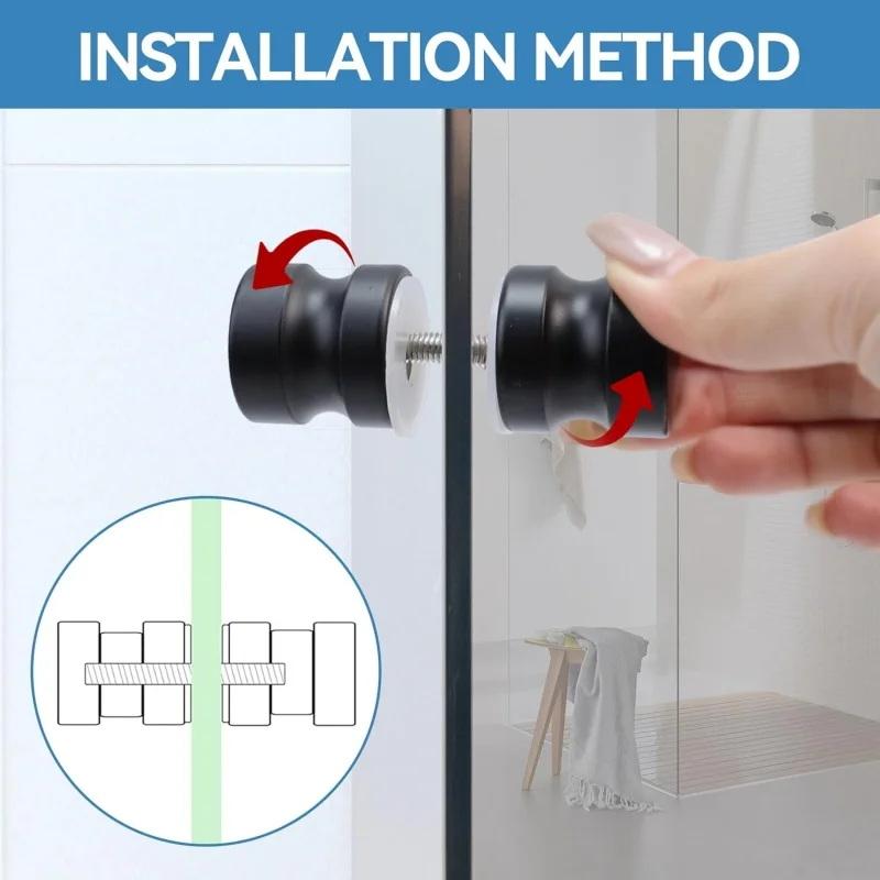 Door Knob Replacement - มือจับประตูกระจกห้องอาบน้ำแบบมีสไตล์, ลูกบิดประตูบานเลื่อนห้องอาบน้ำ, อะไหล่ฮาร์ดแวร์แบบดึงสองด้านสำหรับประตูกระจกห้องน้ำ
