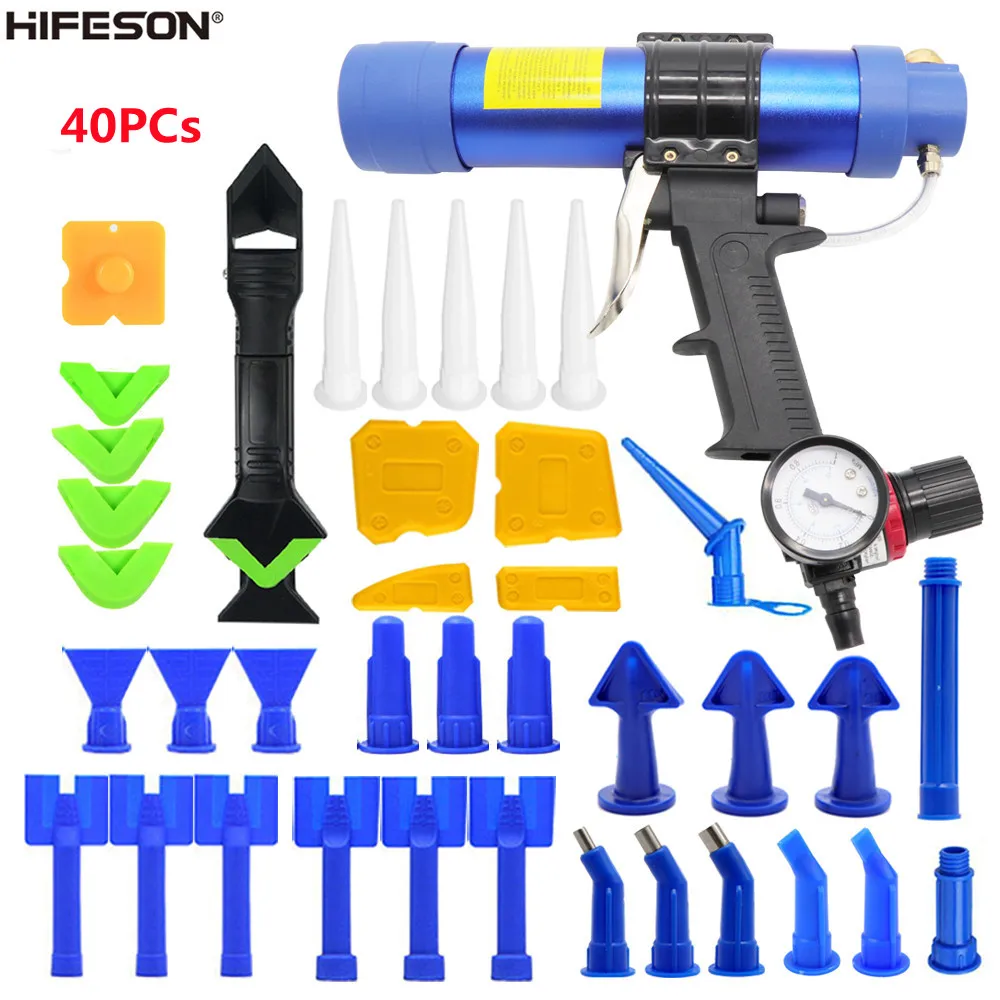 Caulking Gun Dispensing - 310ML ปืนยิงกาวนิวเมติกตลับหมึกซิลิโคน Applicator แก้วกาวเครื่องมือการก่อสร้างปืนยิงกาว