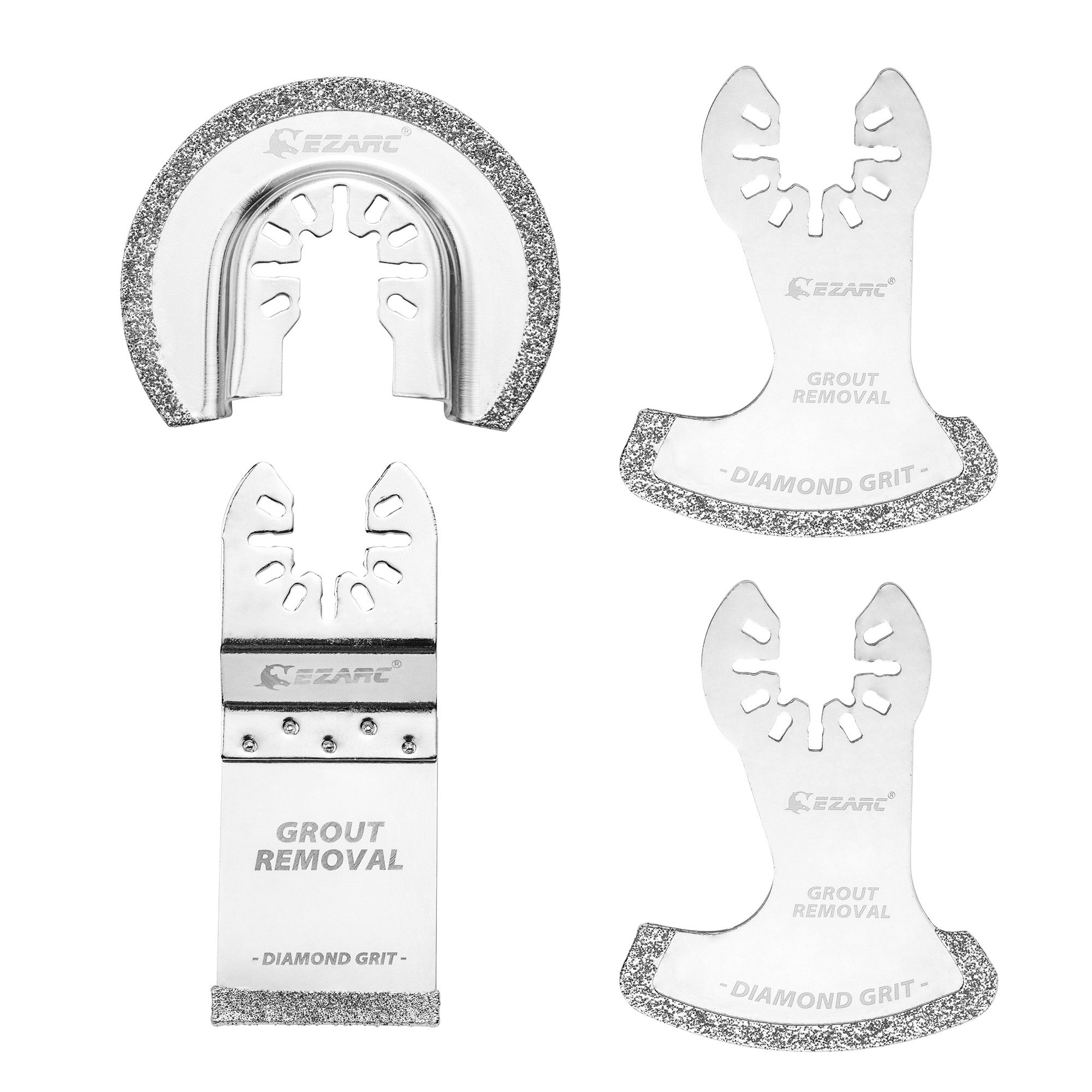 Grout Saw Removal - ชุดใบเลื่อยตัดยาแนว EZARC, ใบเลื่อยอเนกประสงค์แบบสั่นได้ 4 ชิ้น ทำจากเพชร