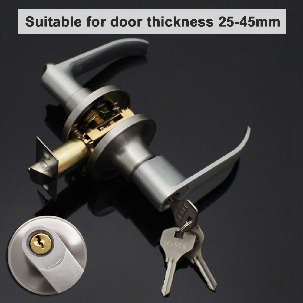Door Knob Replacement - มือจับประตูทางเข้าพร้อมกุญแจ 3 ดอก ชุดล็อคแบบก้านโยกภายใน ทำจากสแตนเลส ใช้แทนมือจับประตูห้องนอนหรือประตูหน้าบ้าน
