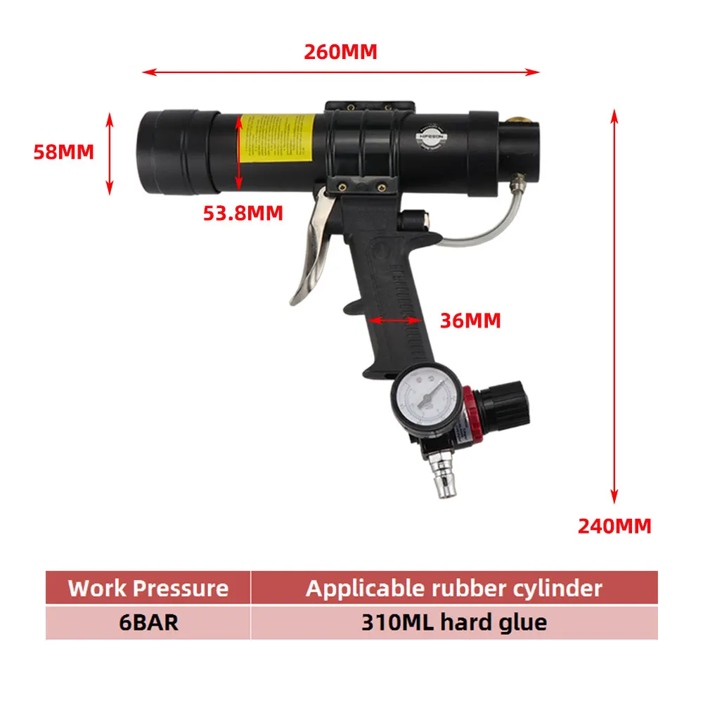 310ML ปืนยิงกาวนิวเมติกตลับหมึ - Caulking Gun Dispensing บทวิจารณ์และราคา